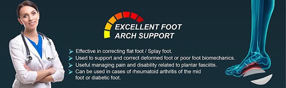 Tynor Arch Support Semi Pro For Flat Feet Foot Arch Inserts for Flat Feet and Plantar Fasciitis 